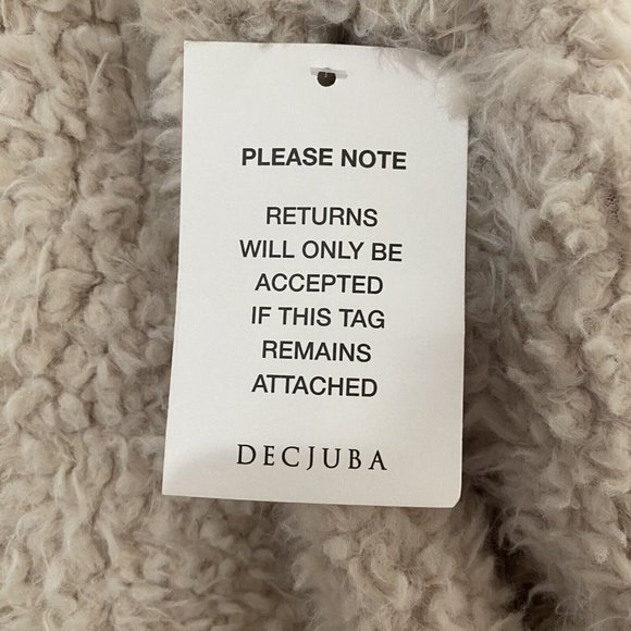 Decjuba Size L Beige Pippa Shearling Coat Faux Fur Longline Coatigan New RRP$140 - Picture 13 of 16